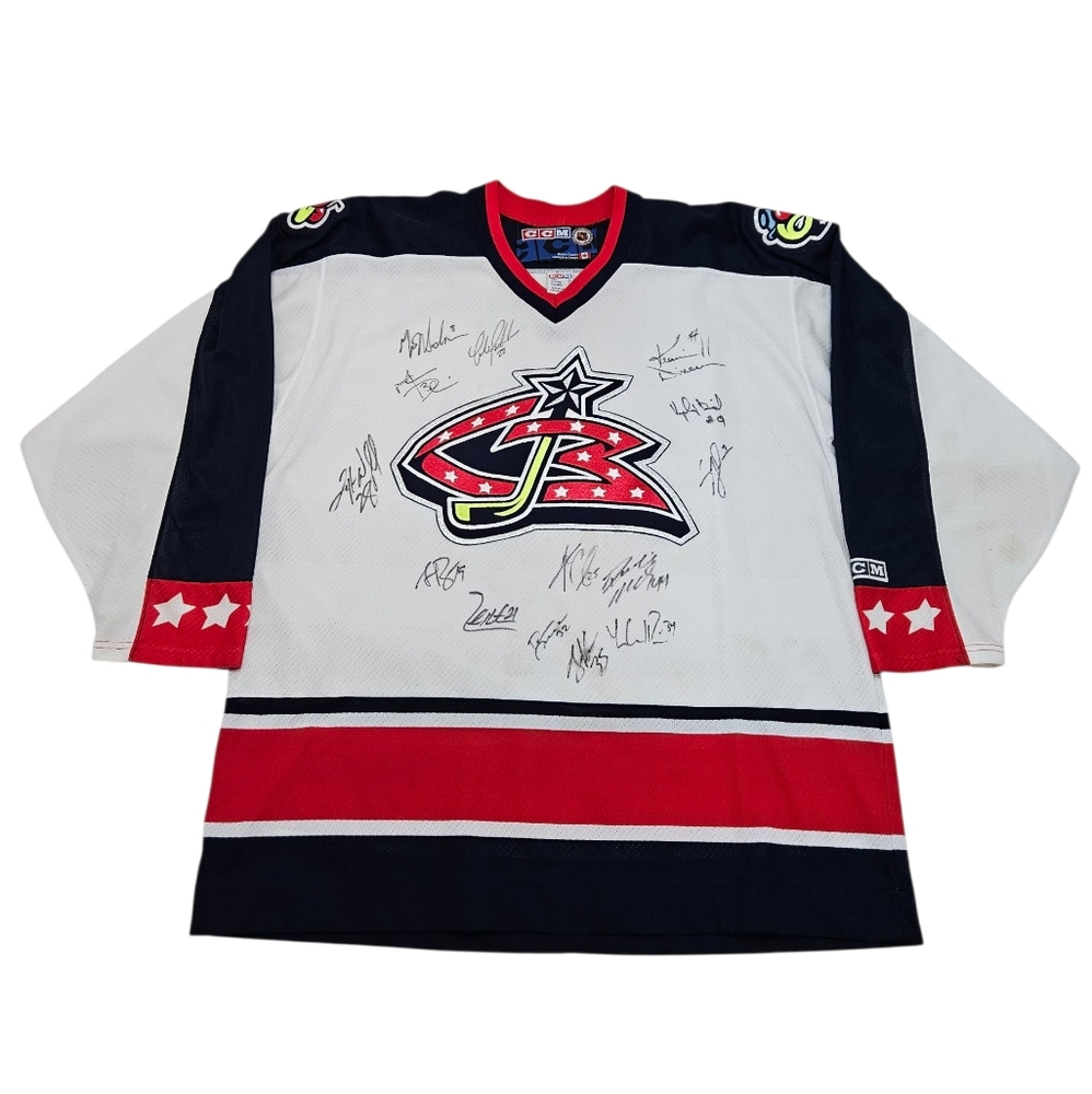 2000–01 Columbus Blue Jackets Team-Signed CCM Jersey – 14 Signatures – Size XL